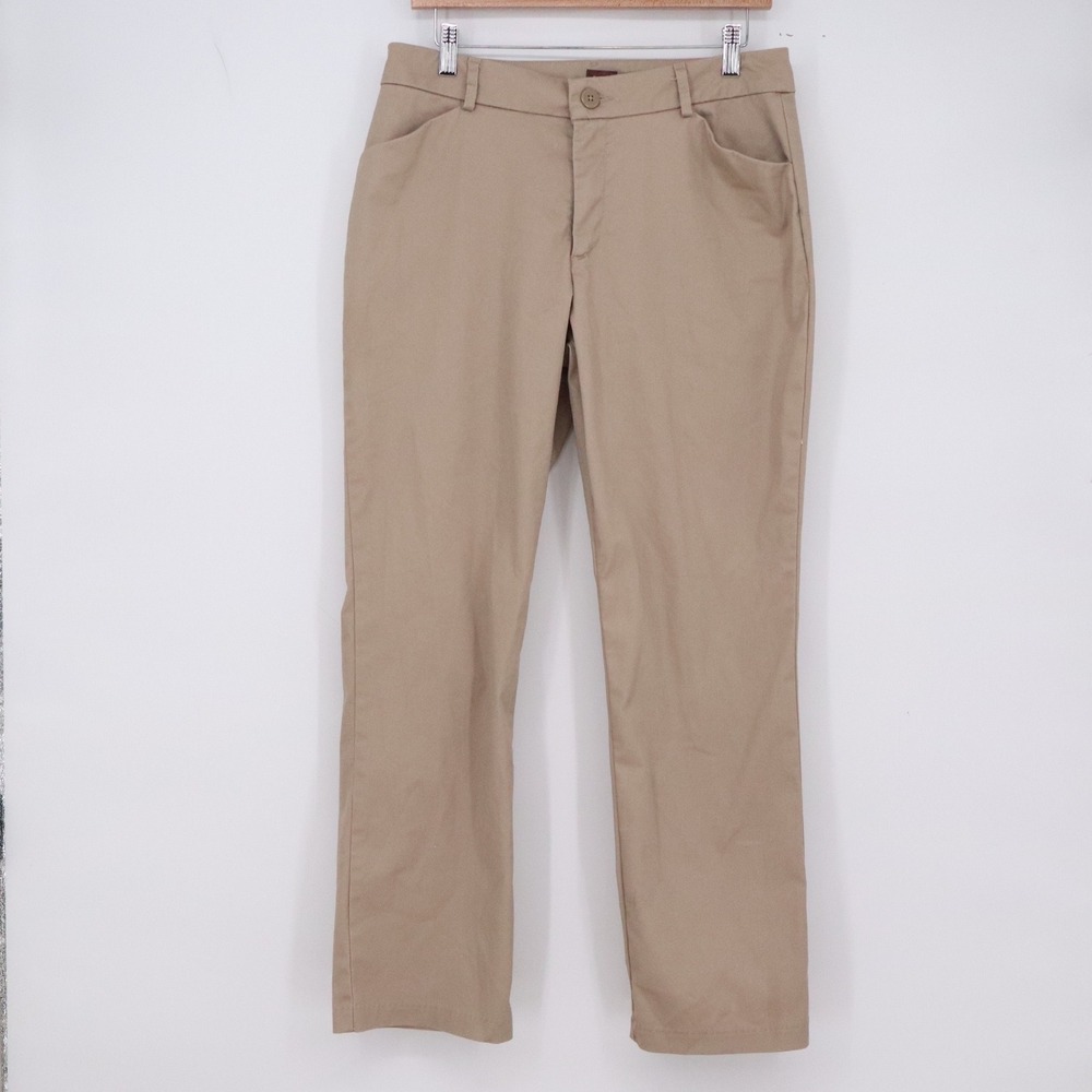 Lee Pants Womens 10 Short Wrinkle Free Chino Tan Straight Leg Excellent